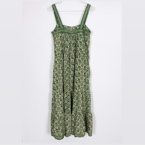 Max Studio Maxi Dress Womens Large Green Floral Strapless Cotton Rayon Blend - Picture 2 of 12